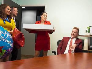 brunette boss takes it out on employee