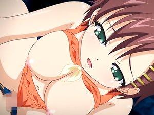 hentai big boobs girl with magenta hair filled with long sneaky cock