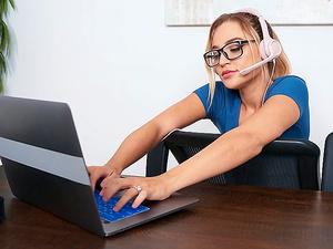 horny big-tit blonde secretary slut fucks boss' big-dick in offic