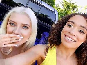 two raven teens masturbate with pink vibrator